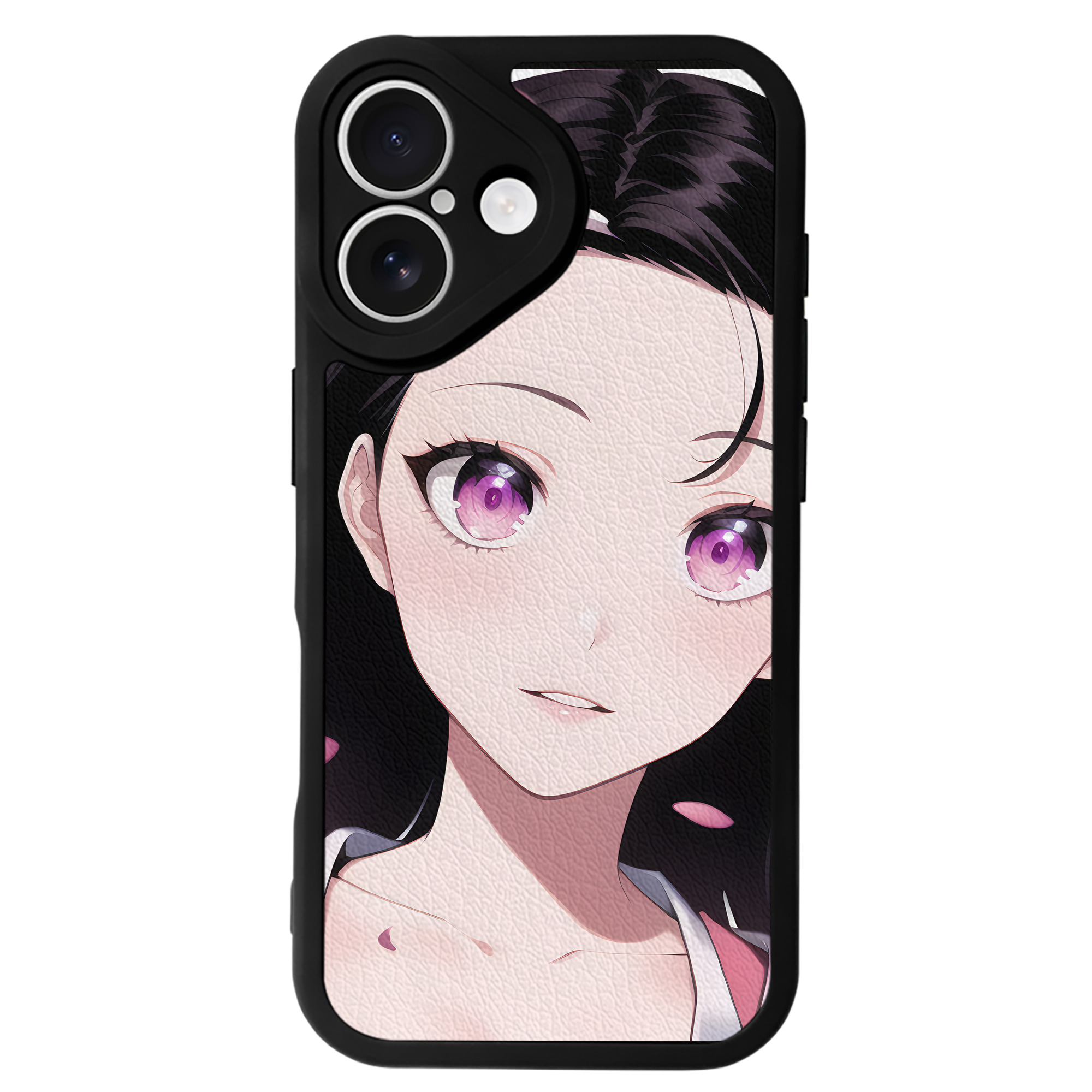 （画像用） 鬼滅の刃（きめつのやいば）竈門 禰󠄀豆子／かまど ねずこ Kamado Nezuko 【iPhone 16シリーズ対応】シリコンスマホケース（レザー調） 材質：シリコン